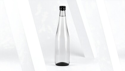 Clear glass bottle on white background