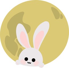 A cute rabbit sitting on the full moon PNG. Perfect for Mid-Autumn Festival, Chuseok, and traditional holiday designs