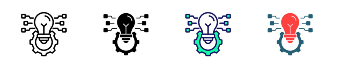 Fototapeta premium Innovation Hub Icon Set Multiple Style Collection
