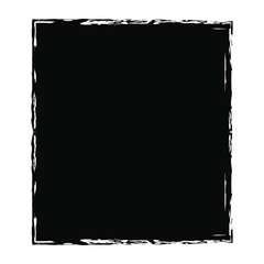 Obraz premium A minimalist yet impactful graphic design element featuring a solid black square contained within a textured, grunge-style, hand-drawn white border.