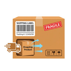 Dropshipping Concept Product Delivery with Truck Icon and Arrow