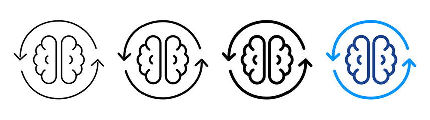 Obraz premium Brain Process Icon Different Style Outline Collection Set