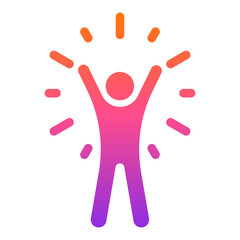 Celebrating Human Energy Icon Vector with Gradient Rays for Wellness App and Motivation