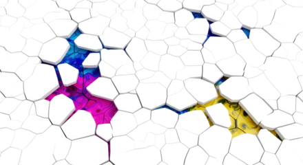 Fractured surface revealing vibrant abstract depths, a juxtaposition of structure and fluidity