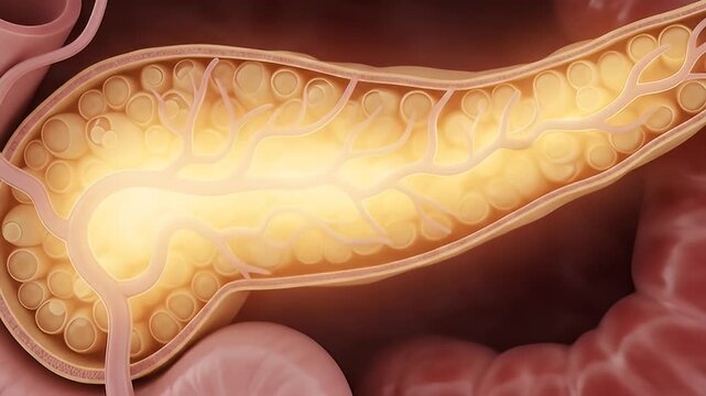 Pancreas Anatomy Showing Organ Structure and Blood Vessels