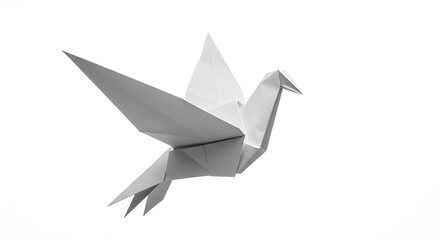 An elegant origami dove, symbolizing peace and tranquility. The delicate paper folds create a graceful avian figure
