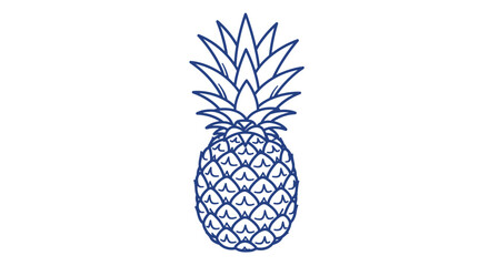 Obraz premium Minimalist line art pineapple on white background
