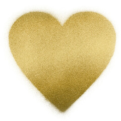 Large gold spray paint heart texture with a transparent background