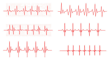 Red heartbeat graphs on grid and plain backgrounds