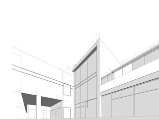Obraz premium Architectural drawing of a house vector 3d illustration