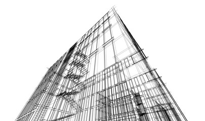 Architectural drawing of a house vector 3d illustration