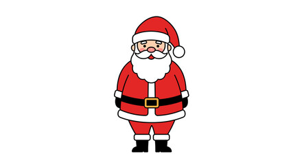 Cheerful santa claus in flat style with red suit and hat on white background