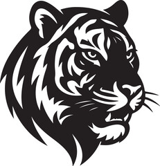 Powerful Tiger Head Silhouette in Tribal Style