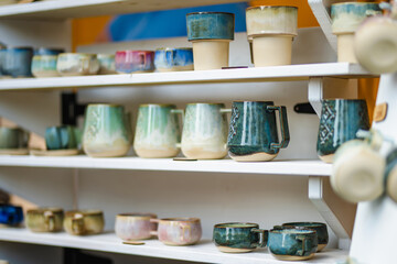 Ceramic dishes sold during Nations Fair, where masters from the national communities of Lithuania present their arts and crafts.