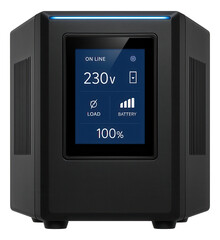 UPS with interactive touchscreen interface and detailed status readouts