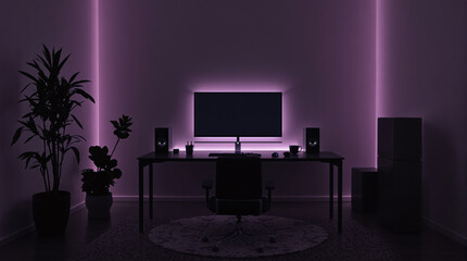 Modern Gaming Setup with LED Lighting