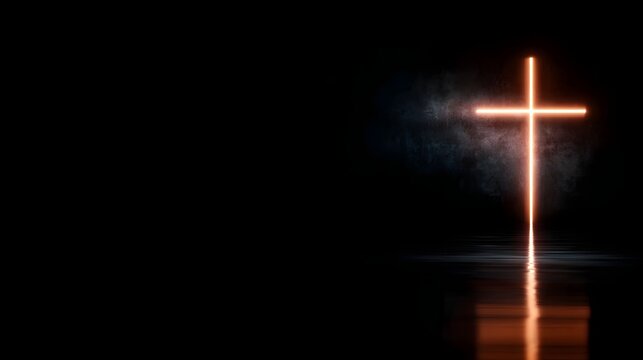 Glowing cross on a dark background evoking a sense of faith and spirituality