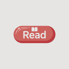 Red Read Button with Book Icon Rounded Edges and Glossy Effect.