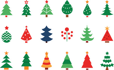 Collection of festive christmas tree illustrations