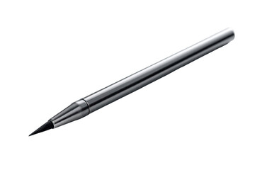 Sleek metallic mechanical pencil, angled, on a black background. High detail
