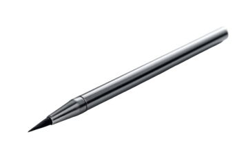 Sleek metallic mechanical pencil, angled, on a black background. High detail