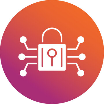 Cyber Security Gradient Circle icon, cyber security line icon &ndash; data protection, privacy, network security symbol