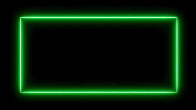 Vibrant green neon frame glowing on dark background, modern futuristic border for digital design, abstract technology template, cyber style banner and creative graphic decoration concept