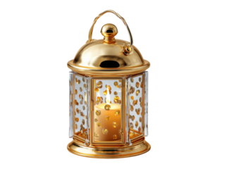 Golden Lantern Radiance: A captivating, ornate golden lantern, adorned with intricate details and a glowing candle within, casting a warm and inviting light.