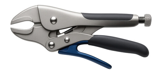 Obraz premium Locking pliers with a quick-release lever for holding metal parts in welding.