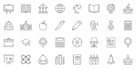 Back to school doodle vector icon set on white background