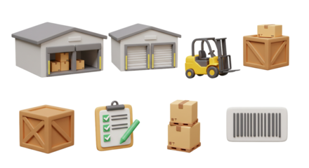 New house construction with retro delivery truck and gift box icons