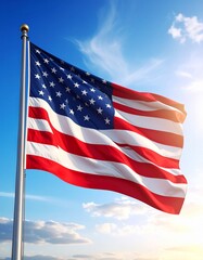 Fototapeta premium american flag waving in the wind