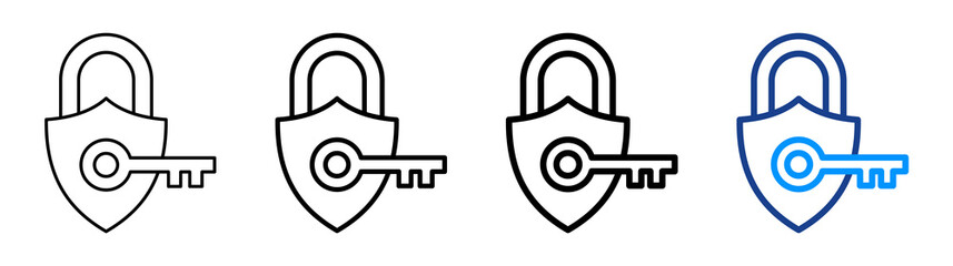 Private Key Icon Different Style Outline Collection Set