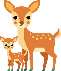 Cartoon Deer, Anime Deer, Cute and Funny Anime Deer Vector Illustration