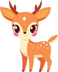 Cartoon Deer, Anime Deer, Cute and Funny Anime Deer Vector Illustration