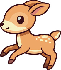 Cartoon Deer, Anime Deer, Cute and Funny Anime Deer Vector Illustration