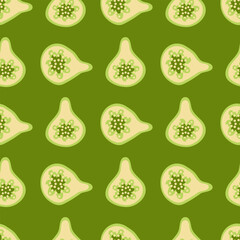 Minimalist style seamless vector pattern with figs halves. Perfect template for banner, cover, background, card, sale. Hand drawn illustration.