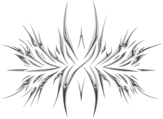 Abstract metallic futuristic 3D tribal y2k chrome shape, aesthetic cyber gothic style neotribal tattoo design