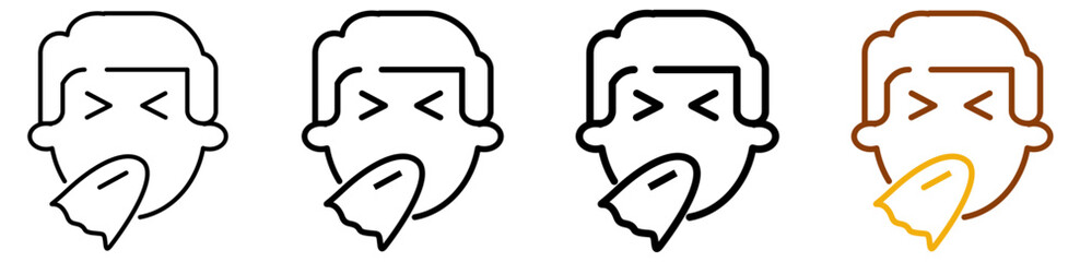 Flu immunization icon set in modern outline style for seasonal health programs, hospital platforms, and healthcare mobile apps, featuring multistyle stroke and full color variation set