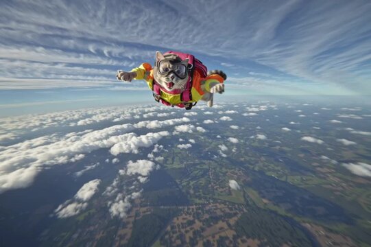 free fall cat, AI generated video