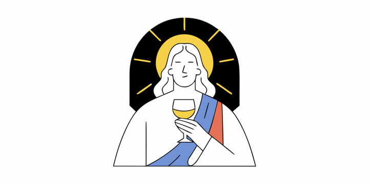jesus holding wine glass, black background clip art preview