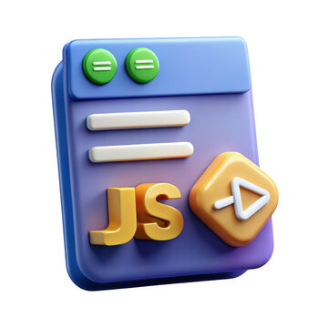 3d javascript code window icon isolated on transparent background