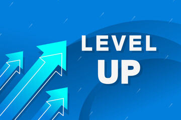 Level up with arrows isolated on dark background design concept for business and game vector illustration