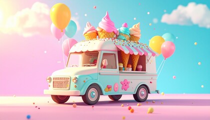 cute ice cream truck