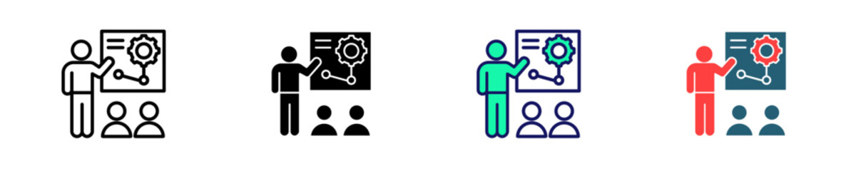 Training Program  Icon Set Multiple Style Collection
