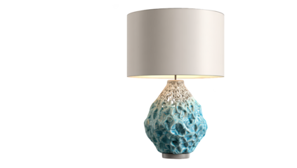 Stylish table lamp with textured turquoise base and white lampshade