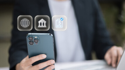 Mobile Banking And Online Financial Transaction Technology Concept