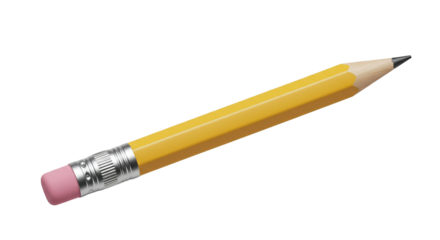 One pencil isolated on a transparent background