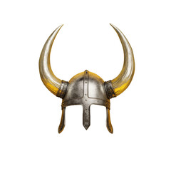 Viking helmet with long curved horns on black background