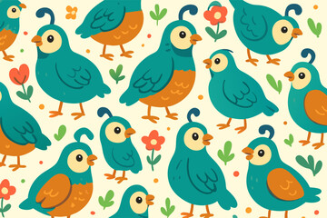Naklejka premium Colorful Birds, Pattern Design, Creative Artwork, Nature, Illustration